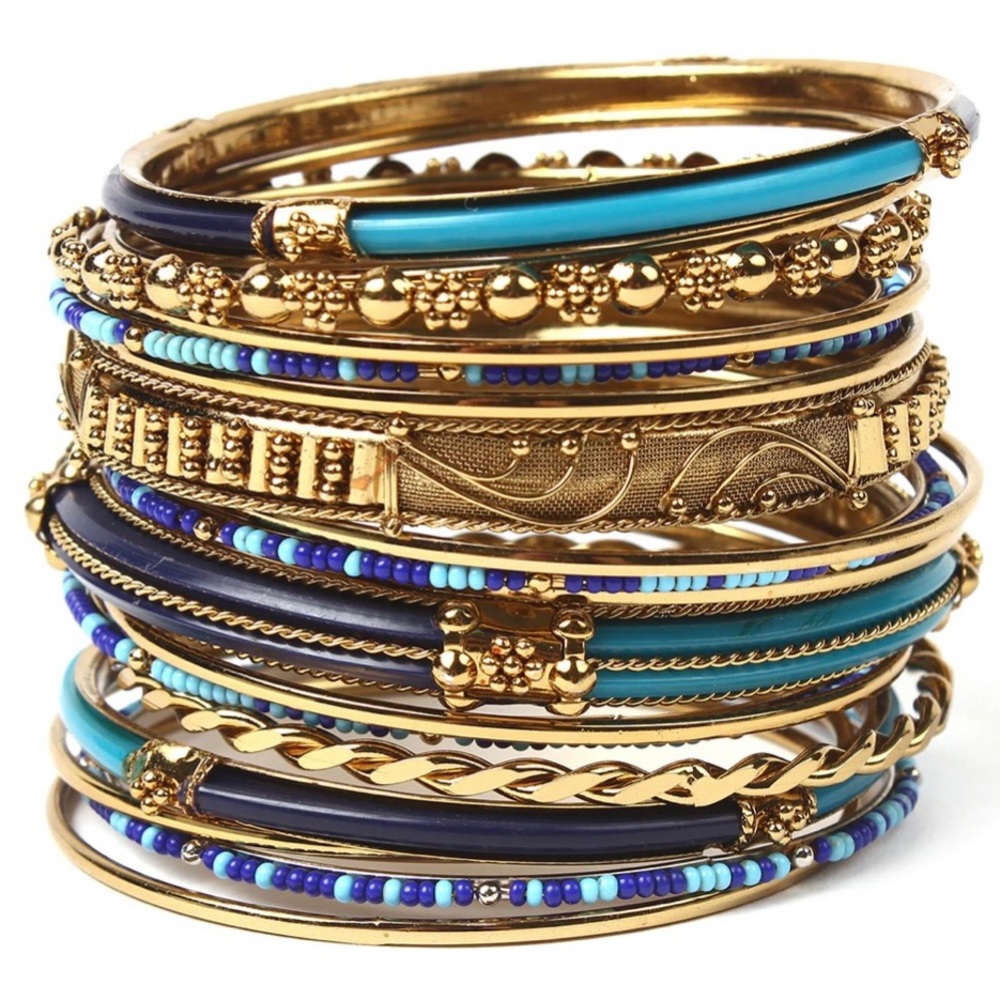NWT Gorgeous AMRITA SINGH Gorgeous MONACO 18-piece Bangle Set  BLUE/TURQUOISE